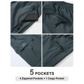 TBMPOY Men's Lightweight Hiking Travel Pants Cargo Pockets Quick Dry Stretch Water Resistant Fishing Outdoor Work with 5 Pockets (Cold Grey,L)