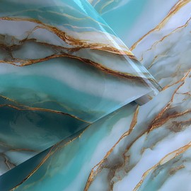 Ocean Theme Teal Marble Contact Paper for Countertop Table Waterproof Removable Peel and Stick Vinyl Grossy Marble Granite Cabinets Drawer Bathroom Cupboard Liner (15.7" Wide X117 Length)