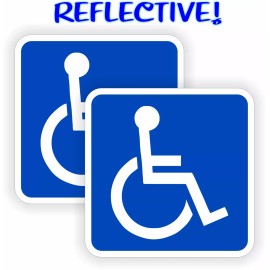 Unbranded pair - 2" Square REFLECTIVE Handicap Vinyl Stickers Decals Wheelchair Symbols