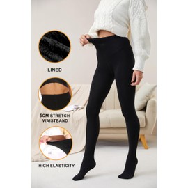 CozyWow Womens Fleece Lined Tights Soft Warm Winter Thermal Tights Black SM