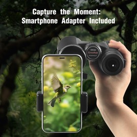10x42 HD Binoculars for Adults High Powered with Low Light Night Vision – Lightweight Waterproof Binoculars with Smartphone Adapter for Hunting, Bird Watching, Stargazing & Outdoor Travel