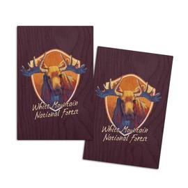 White Mountains, New Hampshire, Black Bear, Vivid, (4x6 Birch Wood Postcards, 2-Pack Stationary, Rustic Home Wall Decor)