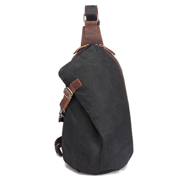 AOTIAN Unisex Sling Backpack Waxed Canvas Crossbody Bag 10 Liters, Black