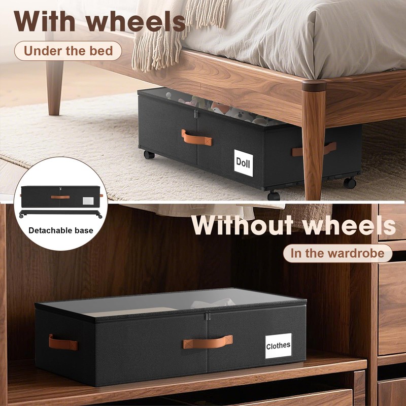 Eastherry Under Bed Storage Containers with Wheels, 9.5 inches Higher