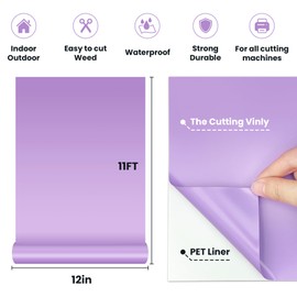 HYPERTAI - Vinilo permanente púrpura, rollo de vinilo calcomanía de 12 x 11 pies, duradero, extraíble, impermeable para máquina Cricut, calcomanía de decoración, calcomanía de coche, álbum de