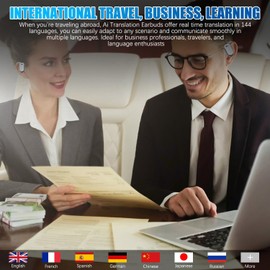 AI Real-Time Translation Earbuds,144 Languages, Two-Way Translator Earbuds, Noise Cancelling HiFi Sound,Bluetooth Wireless Earbuds with LCD Touch Screen,Compatible with iOS & Android (Silver)