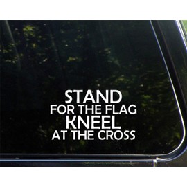 Diamond Graphics Stand for The Flag Kneel at The Cross (6-1/2" x 3-3/4") Die Cut Decal Bumper Sticker for Windows, Cars, Trucks, Etc.