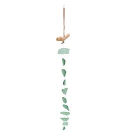 Greensen Sea Glass Wind Chime, Ocean Beach Wind Chime for Outdoor Use, Handmade with Driftwood, Coastal Decoration for Women, Beach Lovers (Tip A)