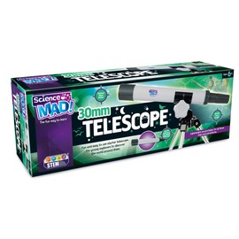 Science Mad 30mm Telescope For Kids - Fun and Easy Starter Telescope to Help Learn and Discover The World - Features Portable, Lightweight, Handheld Scope Option, 6+ Years