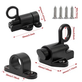 bociloy Small Aluminum Alloy Self-Closing Latches, Black Automatic Spring Door Lock, Security Window Gate Lock, Barrel Bolt Self-Locking Latches with Screws, 2pcs