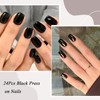 24 pieces black press on nails, short, square nails for