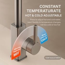 Kitchen Faucets with Pull Down Sprayer,Waterfall Kitchen Sink Faucet,with Temperature Display Stainless Steel Kitchen Faucets,Single Handle Kitchen Sink Faucet with Pull Down Sprayer for 3 Function