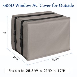 BOLTLINK Window Air Conditioner Covers for Outside Units, AC Cover for Outdoor fits up to 25.5W x 21D x 17H inches,Grey