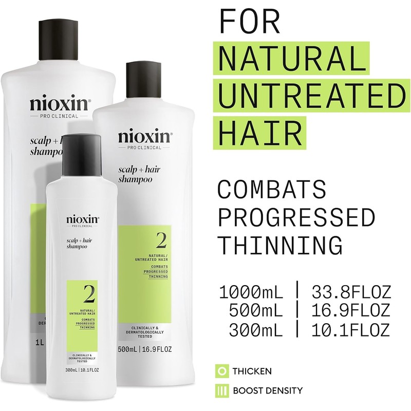 Nioxin Cleanser Shampoo System 2 for Fine Hair with Progressed