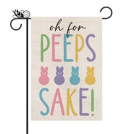 Easter Garden Flag Bunny Burlap Vertical Double Sided Funny Holiday Rabbit Outdoor Yard Decor 12.5x18 Inch