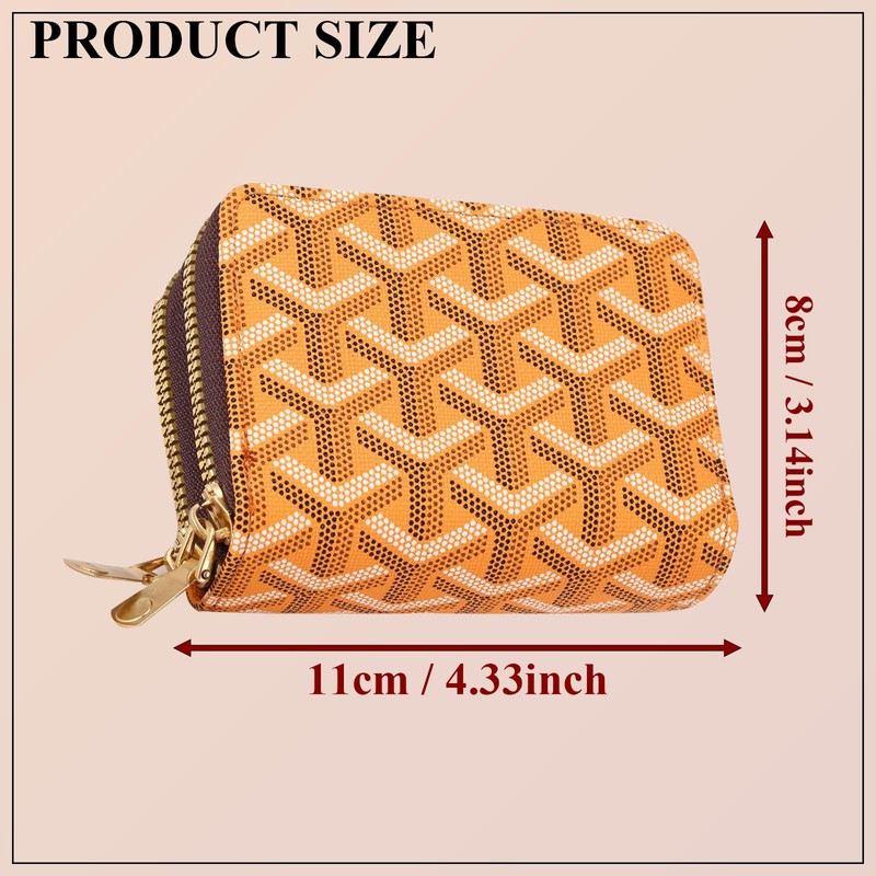 LFWATAXY PU Leather Accordion Card Wallet, Double-Layer Zippered Card Holder