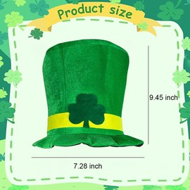 REBNGXIE St. Patrick’s Day Green Top Hat Irish Shamrock Hat Holiday Costume Accessory Green Velvet Hat for Party Parade, One Size for Adults