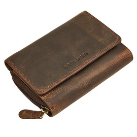 STILORD 'Beverly' Vintage Leather Purse Women's Medium Genuine Leather Wallet with Many Card Slots and Coin Compartment Elegant Women's Wallet with RFID Protection, Crete - Brown, M, coin purse