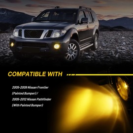 AUTOWIKI Luces antiniebla para Nissan Frontier 2005-2009 (con parachoques pintado)/Pathfinder 05-12 (con parachoques pintado) con lente amarilla 2 unidades