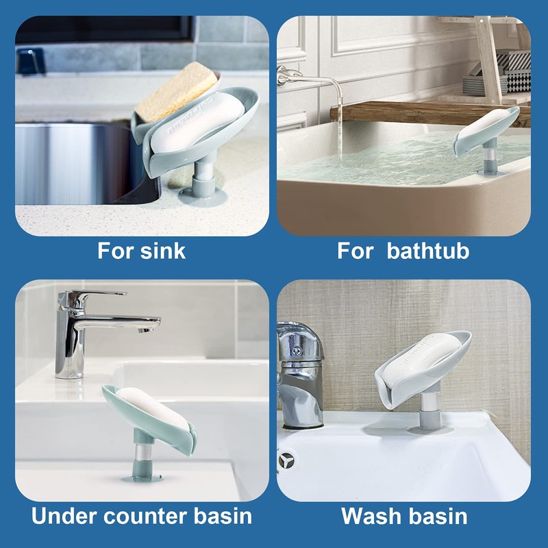 2Pack Soap Holder Leaf-Shape - Self Draining Soap Dish Holder,