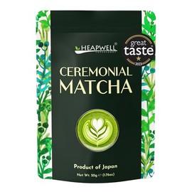 Heapwell Ceremonial Grade Matcha Powder - 50g for Lattes & Smoothies