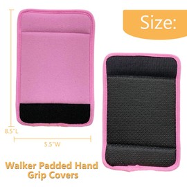 Universal Walker Padded Hand Grip Covers, Premium Medical Soft Cushion Memory Foam Core Padding, Wicking, Comfort, Washable, Pink