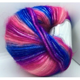 Ice Yarns Pinks Purple Blue Picasso Fuzzy with Subtle Sheen Yarn, Polyester, Acrylic Blend 50 Gram 125 Yards