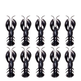 Soft Plastic Bass Fishing Lures, Crawfish Swimbait, 4.5g, 76mm, Pack of 10 (Black-6#)