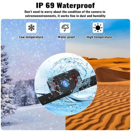 Wireless Digital Reversing Camera Set, AHD Reversing Camera IP69 Waterproof Night Vision in Colour Camera, 1080P Wireless Reversing Camera with 4.3 Inch IPS Monitor, for Trucks, Motorhomes, Camping,