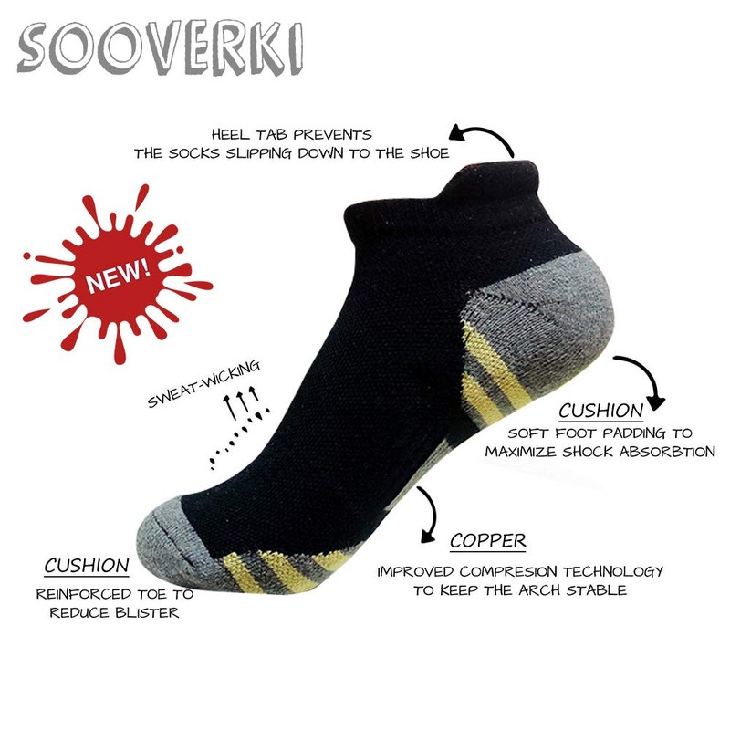 Sooverki Copper Plantar Fasciitis Running Compression Socks for Men &