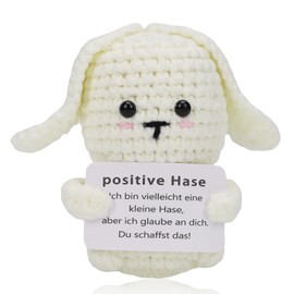 Aruigu Lucky Charm Bear Pocket Hug Gift, Creative Knitted Bear Doll Made of Wool, Funny Courage Children's Gift, Get Well Soon Gift, First Day of School Gift (Rabbit)