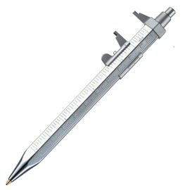 Cleo Messograph Retractable Ballpoint Pen, Blue Refill and Caliper Chrome-Plated Brass Hand Made in Germany