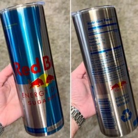 Stainless ** SUGAR FREE RED BULL ENERGY DRINK 20 OZ STAINLESS STEEL TUMBLER CUP +LID/STRAW