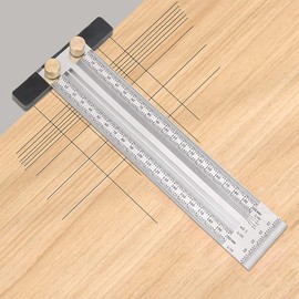 Woodworking Marking T Rulers Ultra Precision,Layout Work Scribe Line Ruler with Holes,Scribing Square Ruler Gauge Measuring Tool Draft Marking Tools Carpenter Measuring Ruler with Stop (200mm)