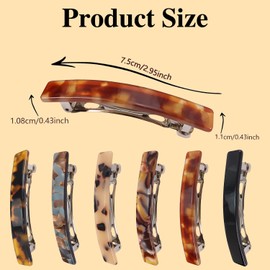 6Pcs Hair Barrettes for Women, Shell Hair Clip, Hair Accessories for Thick Thin Long Short Hair (Blue Brown, Brilliant Color, Amber, Light Turtle, Dark Turtle, Black)