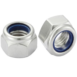 AMLOOPH M8 Nyloc Hex Nuts, 8mm M8 Steel Locking Nuts -DIN985 A2 304 Stainless Steel Hex Nuts M8 with Nylon Inserts, Self Locking Nylon Nut for Bolts & Screws (Pack of 20)