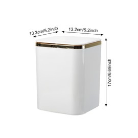 Mini Trash Can with Lid - 2 L Pop Up Wastebasket for Bathroom Vanity, Desktop, Coffee Table - Dispose of Cotton Rounds, Makeup Sponges, Tissues (White)