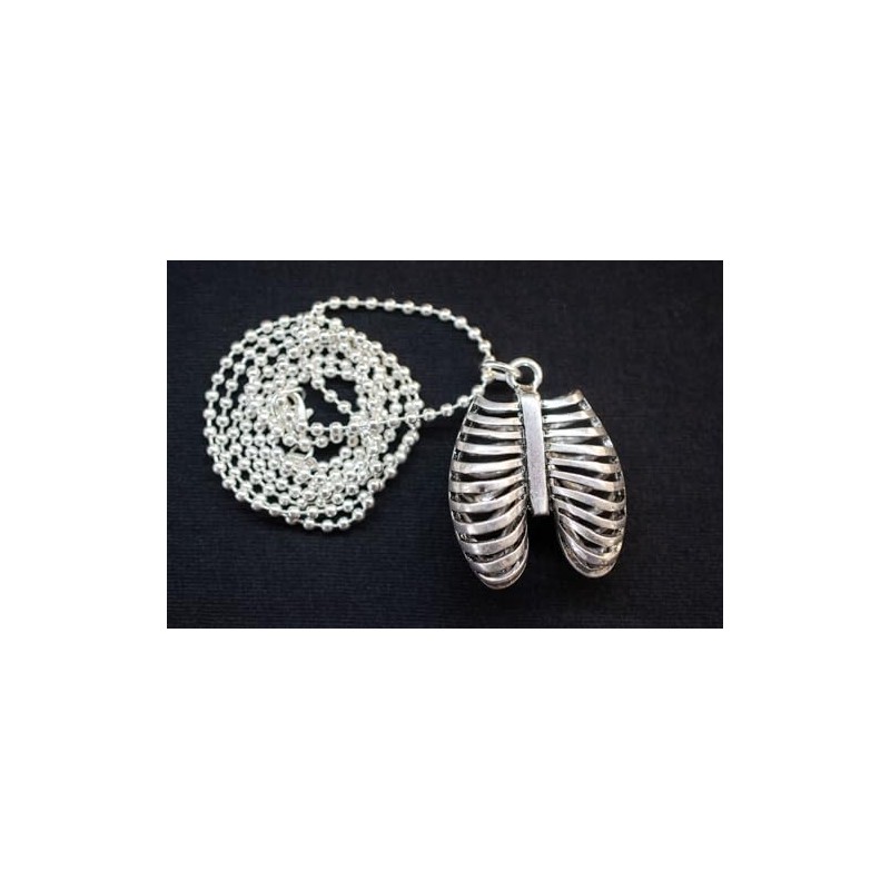 Miniblings Lung Necklace 80Cm Anatomy Silver Ribs Human Horror Hospital