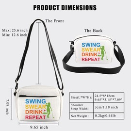 BDPWSS Golf Crossbody Bag Golfer Golf Player Gift Swing Swear Drink Repeat Golf Lover Gift Sports Enthusiasts Gifts (Swing Golf CBCA)