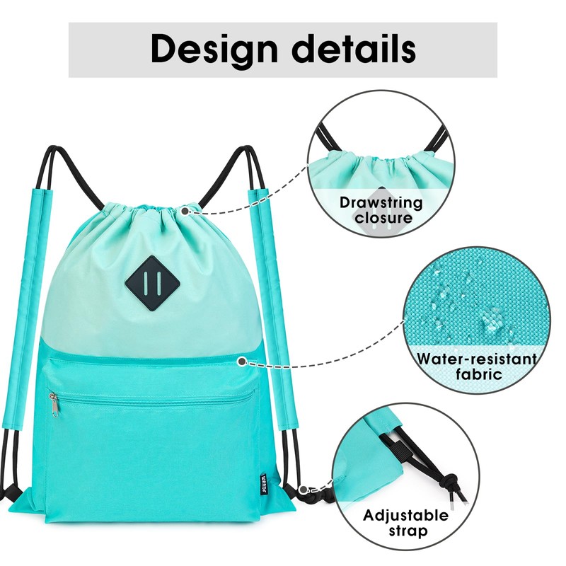 WANDF Drawstring Backpack, Sports Gym Bag with Wet Pocket, Water