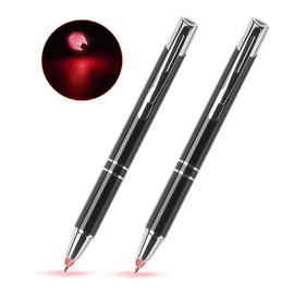 GS GLOWSEEN Lighted tip Penlight,LED Ballpoint Flashlight Writing Pens for Night Writer - 2 PK (Red Light)