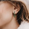 Santuzza 925 Sterling Silver Huggie Hoop Earrings 2.08 CT Green