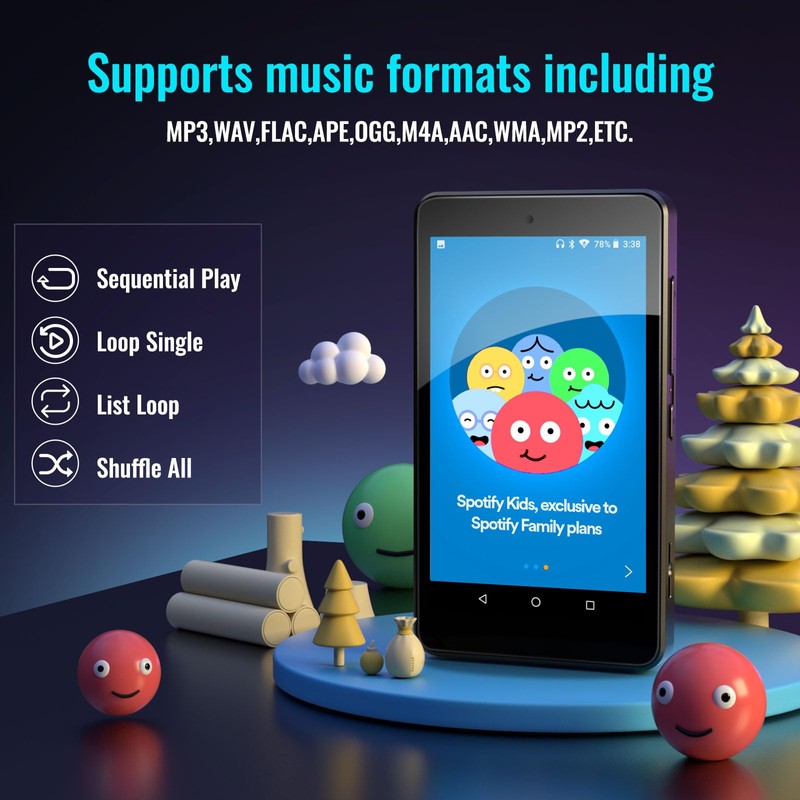MP3 Player for Kids with Spotify, Parental Controls, Obsidian Black