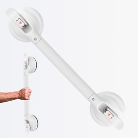 DAREN MEDICAL Shower Handle,Shower Handles with Strong Suction Cup Grab Bar,Bathroom Safety Grab Bar for Handicap Elderly Seniors and Disabled,White