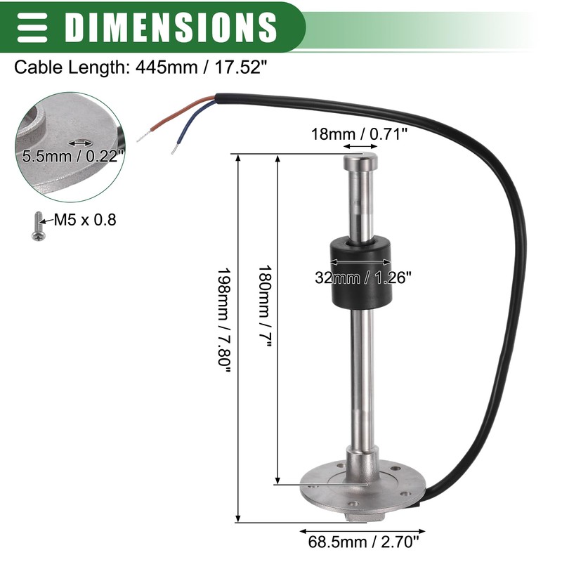 Motoforti Kraftstoff-Füllstandsanzeige-Kit, Kraftstoff-Füllstandsanzeige 7'' (180mm), 1 Satz