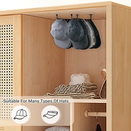 Mkono Hat Rack for Wall Baseball Cap Organizer Set of 2 Metal Hat Organizer Holds 24 Caps Space Saving Hat Hook for Wall Closet, Anti-Slip Hat Storage Holder for Bedroom Organization