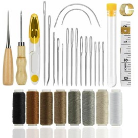 LUYING Leather Tool Set, Hand Sewing, Sewing Tools, DIY Needles, 29-piece Set, 8-Color Wax Thread, Leather Tools, Needles, Handmade Leather, Leather Cord, Cotton Thread, Leather Sewing Needles,