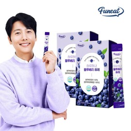 Haruhana 100% Blueberry Puree Sticks with Chewy Fruit Pieces, 28 Packets (Total 2 Boxes) / 40 US Blueberries per Packet, Anthocyanin / 과육이 씹히는 하루하나 블루베리 100% 퓨레 스틱 28포(총 2박스)  1포당 미국산 블루베리 40알 안토시아닌