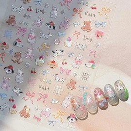 Nail art cute animal hologram drawing emboss stickers 2 types - WFHTR69 emboss stickers - 159 / 네일아트 귀여운동물 홀로그램 드로잉 엠보스티커 2종-WFHTR69 엠보스티커 - 159