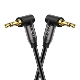 J&D 1/8 Stereo Cable, 90 Degree Right Angle Copper Shell 3.5mm Stereo Audio Aux Cable for Tablet MP3 Player and All Other Devices, 4.5 Meter